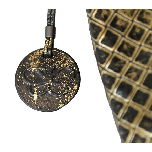 Bottega Veneta Gold / Black Leather Medium Intrecciomirage Messenger Bag - Picture 5 of 5